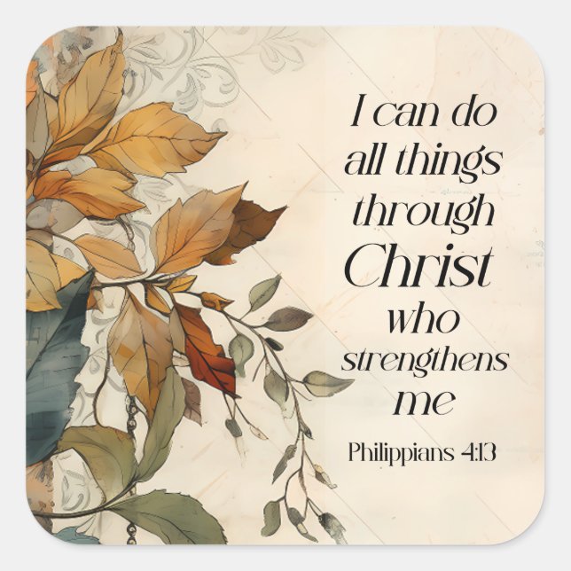 Philippianer 4:13 Alles durch die Christi-Bibel Quadratischer Aufkleber (Vorderseite)