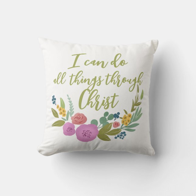 Philippianer mit floraler Bibel 4:13 Kissen (Vorderseite)