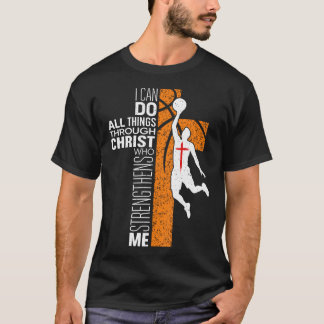Philippians 413 Christian Basketball Religious Bib T-Shirt