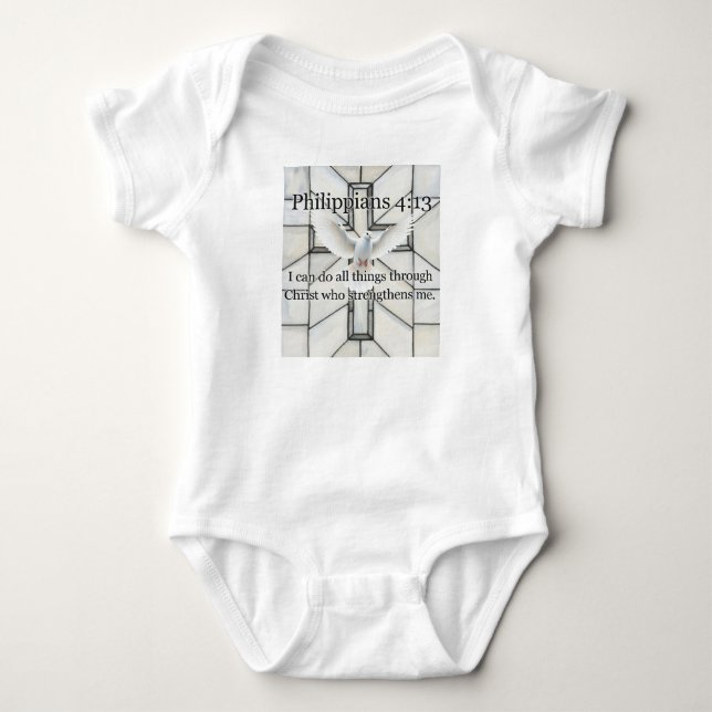 Philippians 4:13 Bible Verse Baby Bodysuit Strampler (Vorderseite)