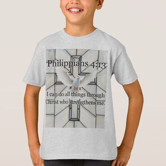 Philippians 4:13 Bible Verse Kid's Tee Shirt (Vorderseite)