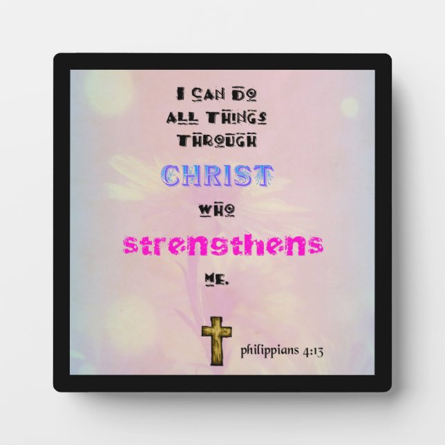 Philippians 4:13 Christian Scripture Typography Fotoplatte (Vorderseite)