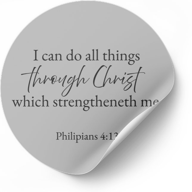 Philippians 4:13 Christian Sticker (Minimalist Bible verse sticker — Philippians 4:13)