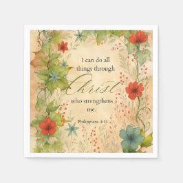Philippians 4:13 I Can Do All Things Vintage Botan Serviette