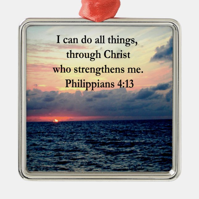 PHILIPPIANS 4:13 SONNENDESIGN SILBERNES ORNAMENT (Vorne)
