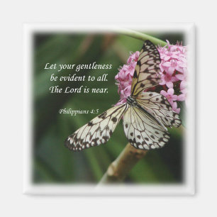 Philippians-4:5 Schmetterlings-Blumen Magnet