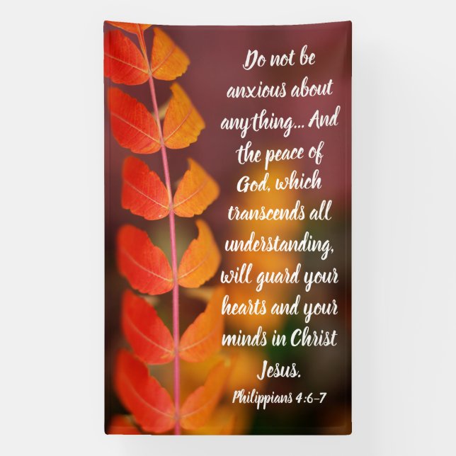 Philippians 4:6–7 Autumn Peace Scripture Design Banner (Vertikal)