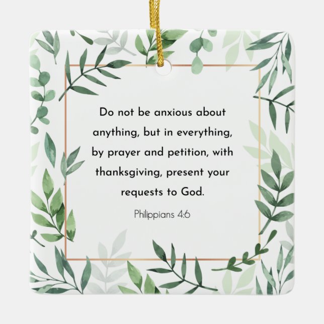 Philippians 4:6, Bibel Verse, Christianity, Keramikornament (Vorderseite)