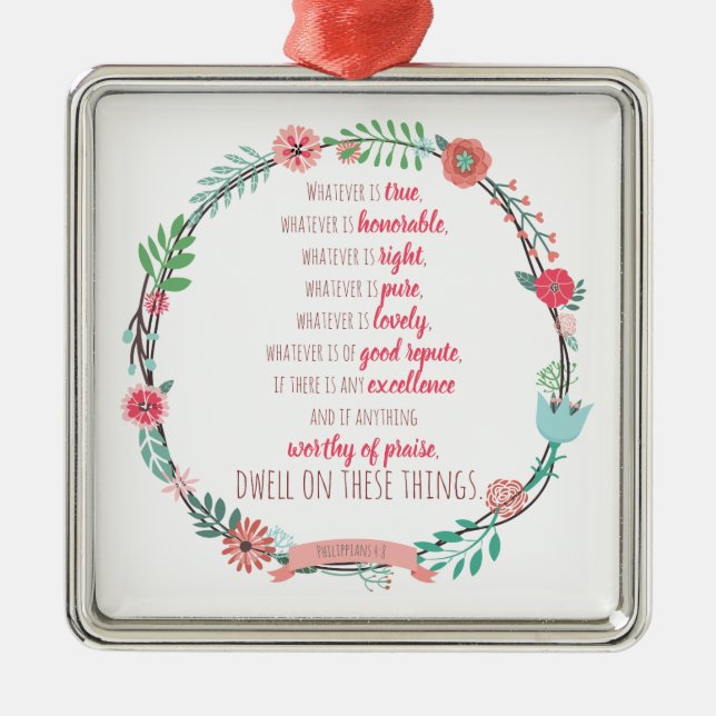 Philippians 4 8 silbernes ornament (Vorne)