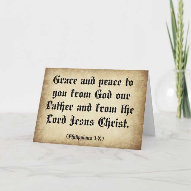 Philippians-Bibelgrußanmut und -frieden zu Ihnen Karte (Vorderseite)