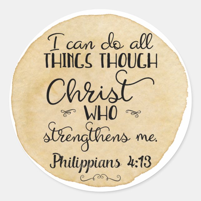 Philippiens 4:13 Bible Chrétien Stickers Or (Devant)