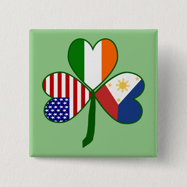 Philippine Flag Shamrock Button (Vorderseite)