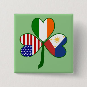 Philippine Flag Shamrock Button