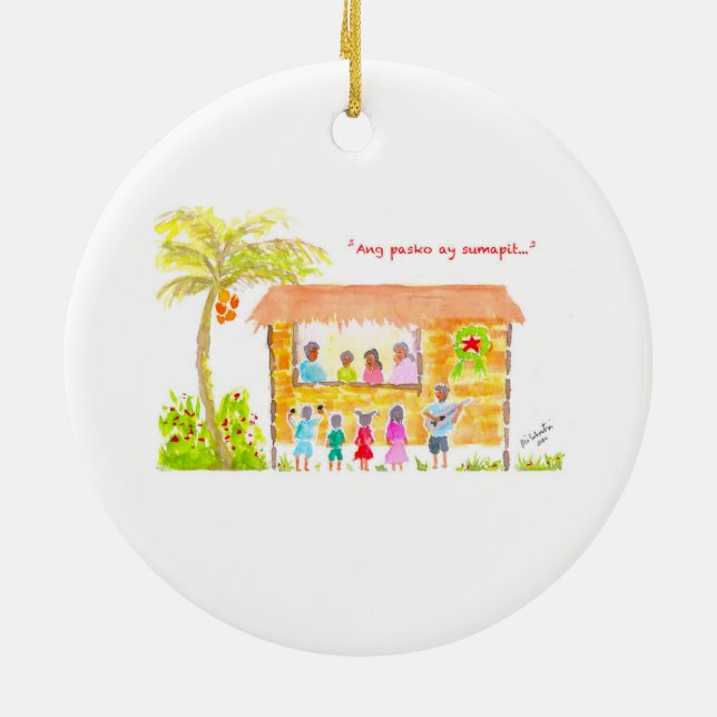 Philippine Jeepney and Christmas Carol Keramik Ornament (Hinten)