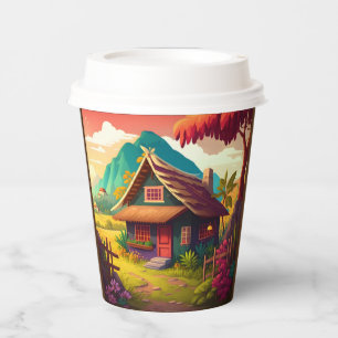 Philippine Traditionelles Haus bunt Design Pappbecher