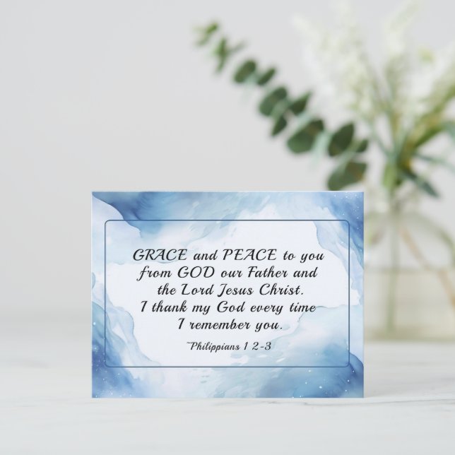 Philippinen 1:2-3 Gnade und Frieden für dich, Bibe Postkarte (Stehend Vorderseite)