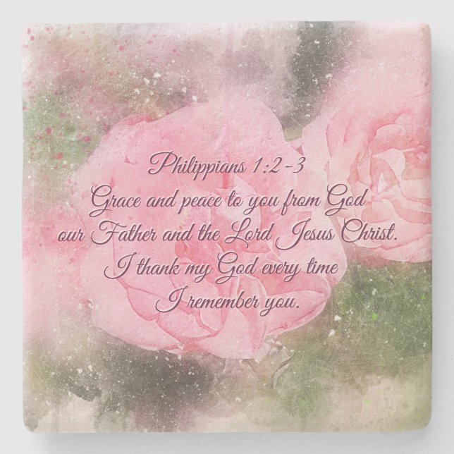 Philippinen 1:2 Gnade und Frieden für dich, Schrif Steinuntersetzer (Vorderseite)