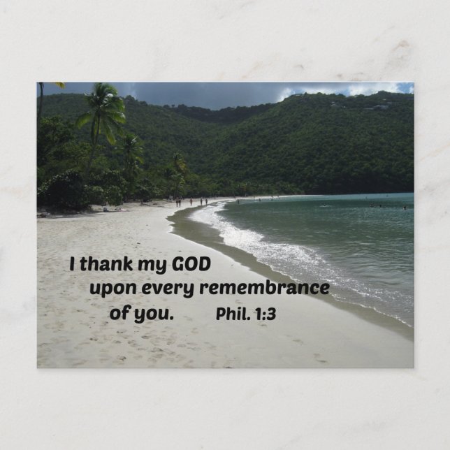 Philippinen 1:3 Ich danke meinem Gott auf jedem Postkarte (Vorderseite)