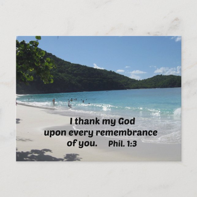 Philippinen 1:3 Ich danke meinem Gott auf jedem Postkarte (Vorderseite)