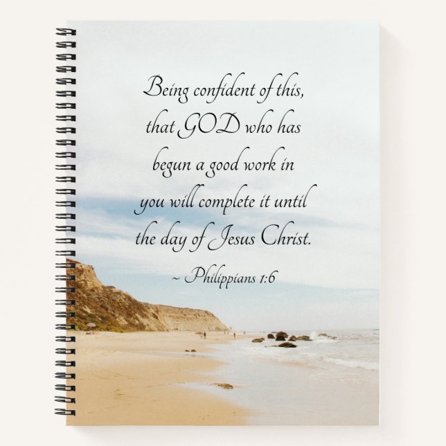 Philippinen 1:6 GOD, der eine gute Arbeit begonnen Notizbuch (Vorderseite)