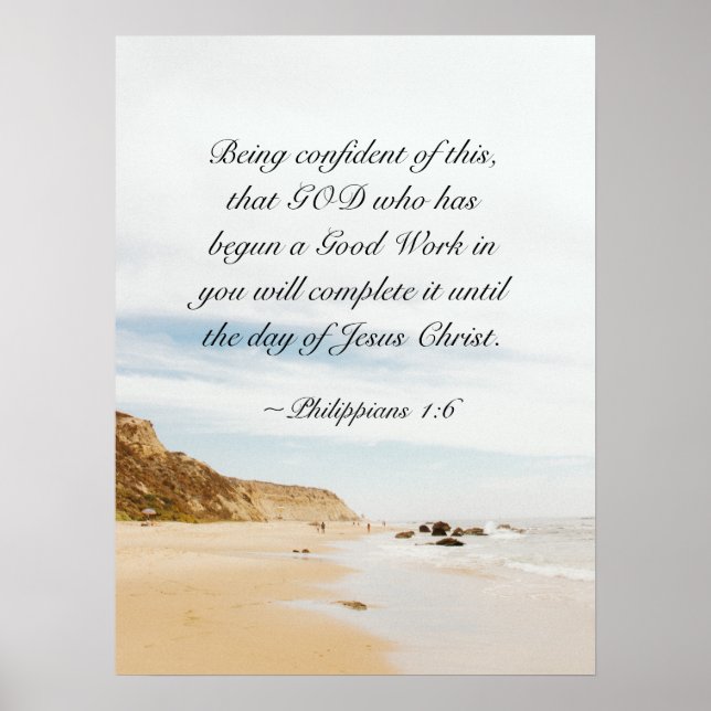 Philippinen 1:6 GOD, der eine gute Arbeit begonnen Poster (Vorne)