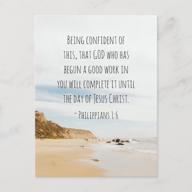 Philippinen 1:6 GOD, der eine gute Arbeit begonnen Postkarte (Vorderseite)