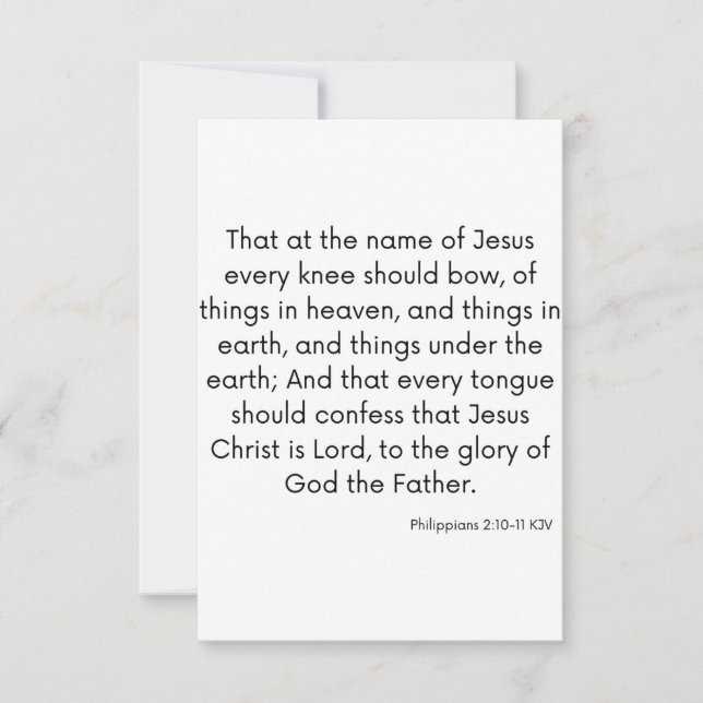 Philippinen 2:10-11 KJV Bibelschrift Gruß Karte (Vorderseite)