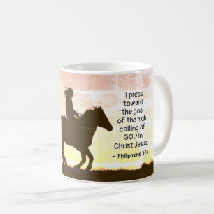 Philippinen 3:13-14 Ich drücke auf das Ziel, Pferd Kaffeetasse