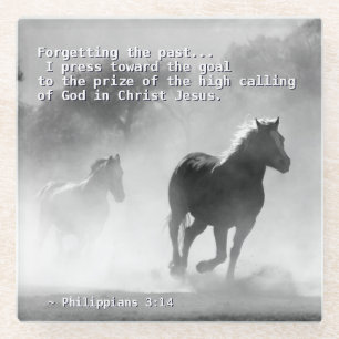 Philippinen 3:14 Ich drücke auf das Ziel, Pferde Glasuntersetzer