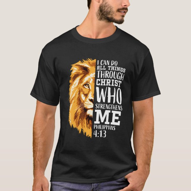 Philippinen 413 Christlich Verse Religious Lion T-Shirt (Vorderseite)