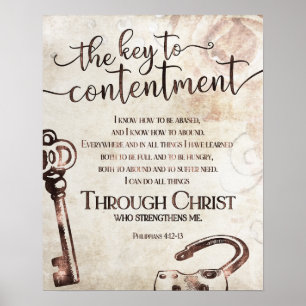 Philippinen 4:12 Christliche Typografie Bibelkunst Poster