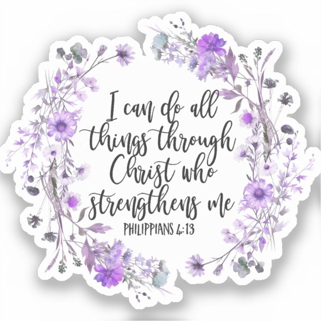 Philippinen 4:13 Bibelschrift Lila Lavendel Aufkleber (Vorderseite)