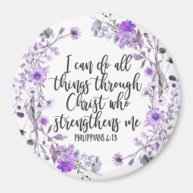 Philippinen 4:13 Bibelschrift Lila Lavendel Magnet (Vorne)
