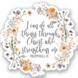 Philippinen 4:13 Bibelschrift Verse Floral Boho Aufkleber
