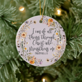 Philippinen 4:13 Bibelschrift Verse Floral Boho Keramik Ornament