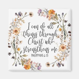 Philippinen 4:13 Bibelschrift Verse Floral Boho Magnet