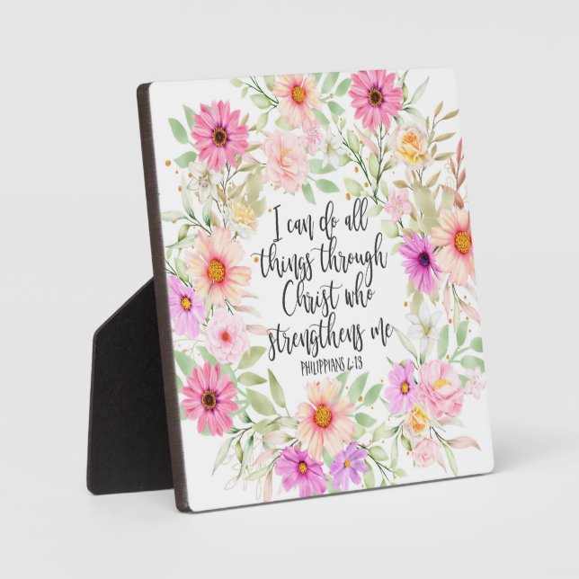 Philippinen 4:13 Bibelschrift Verse Floral Fotoplatte (Vorderseite)