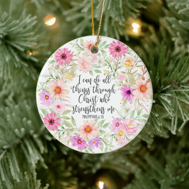 Philippinen 4:13 Bibelschrift Verse Floral Keramik Ornament (Baum)