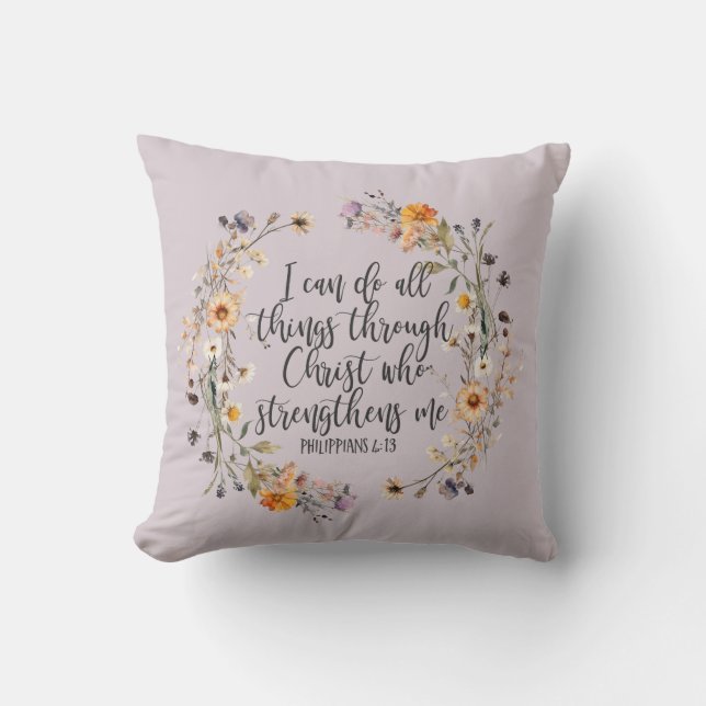 Philippinen 4:13 Bibelschrift Verse Floral Kissen (Vorderseite)