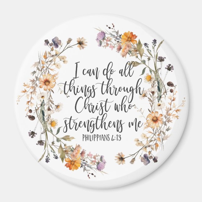 Philippinen 4:13 Bibelschrift Verse Floral Magnet (Vorne)