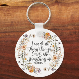 Philippinen 4:13 Bibelschrift Verse Floral Schlüsselanhänger