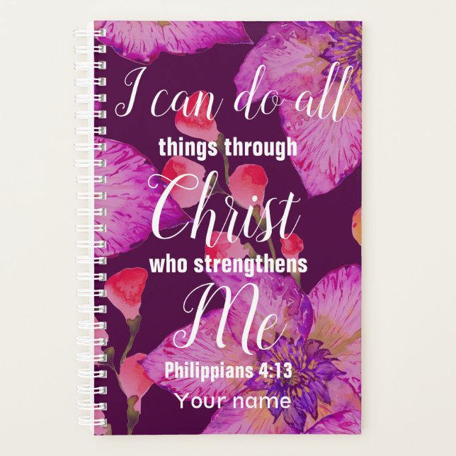 Philippinen 4:13 Bibelverse Christlich Planer (Vorderseite)