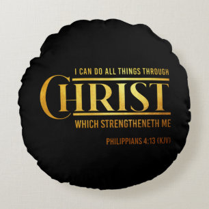 Philippinen 4:13 Bibelverse KJV Zitat Rundes Kissen