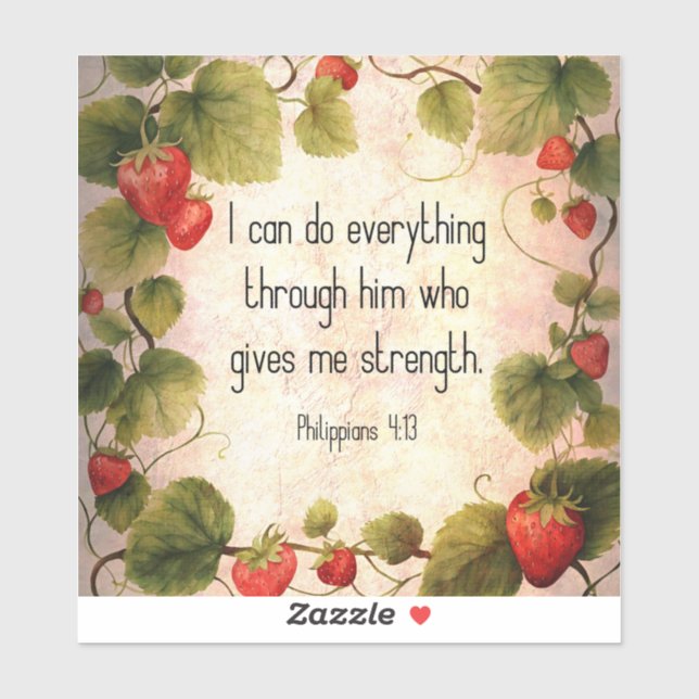 Philippinen 4:13 Bibelverse über zeitloses Design Aufkleber (Blatt)
