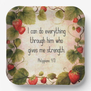 Philippinen 4:13 Bibelverse über zeitloses Design Pappteller