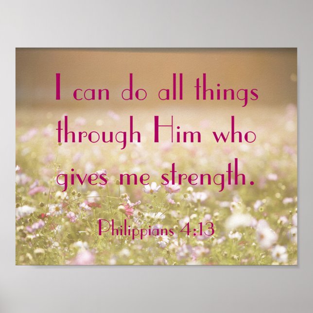 Philippinen 4:13 Bible Verse Blume Field Foto Poster (Vorne)