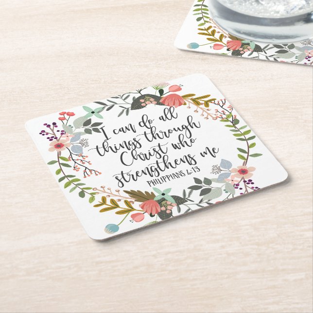Philippinen 4:13 Ich kann alles tun Rechteckiger Pappuntersetzer (angewinkelt)