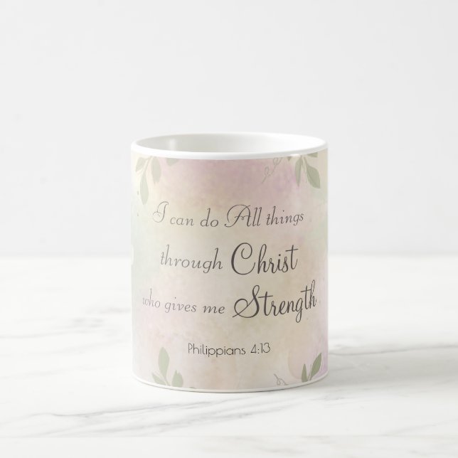 Philippinen 4:13 Ich kann alles tun rosa floral Kaffeetasse (Mittel)