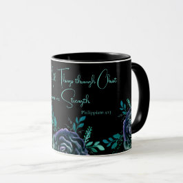Philippinen 4:13 Ich kann alles tun schwarze Flora Tasse