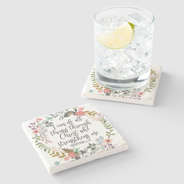 Philippinen 4:13 Ich kann alles tun Steinuntersetzer (Seitenansicht)